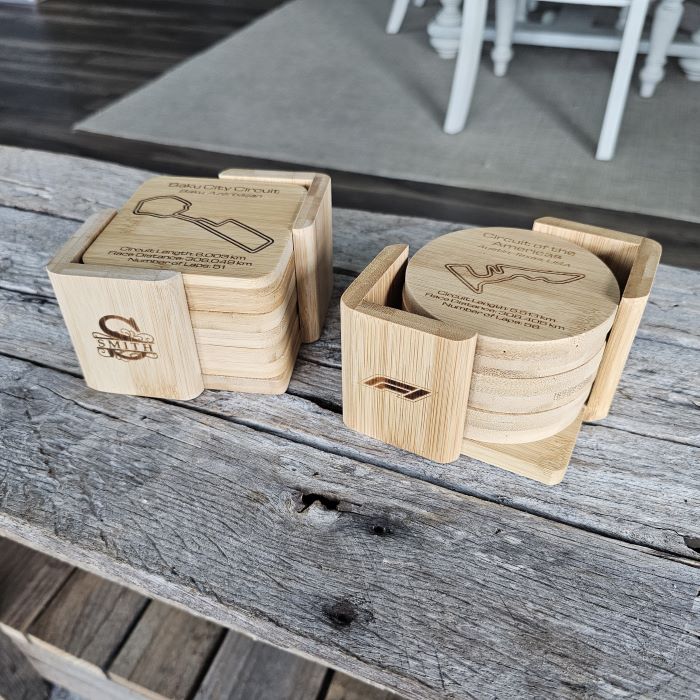 World Championship series gift bamboo coaster set