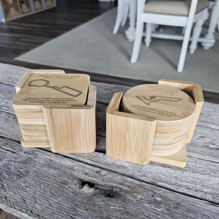 World Championship series gift bamboo coaster set