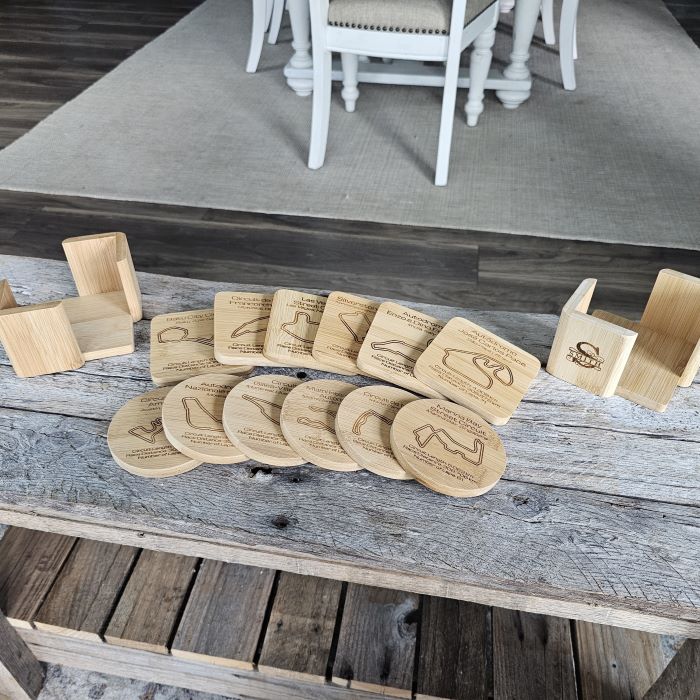 World Championship series gift bamboo coaster set