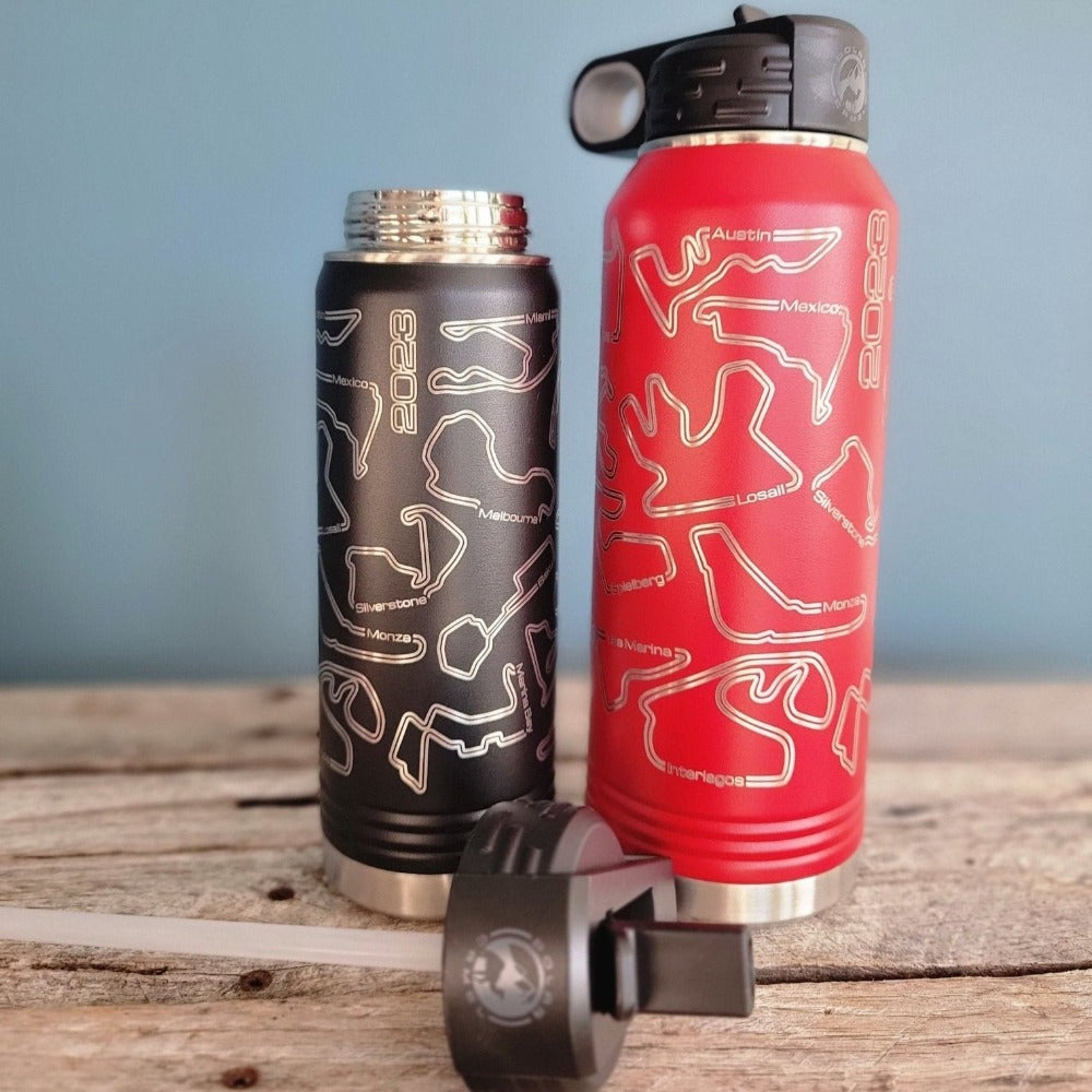 Motorsports-inspired 2023 World Racing Circuit series double-wall stainless steel insulated water bottle - Microstep Customs
