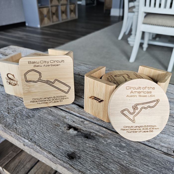 World Championship series gift bamboo coaster set