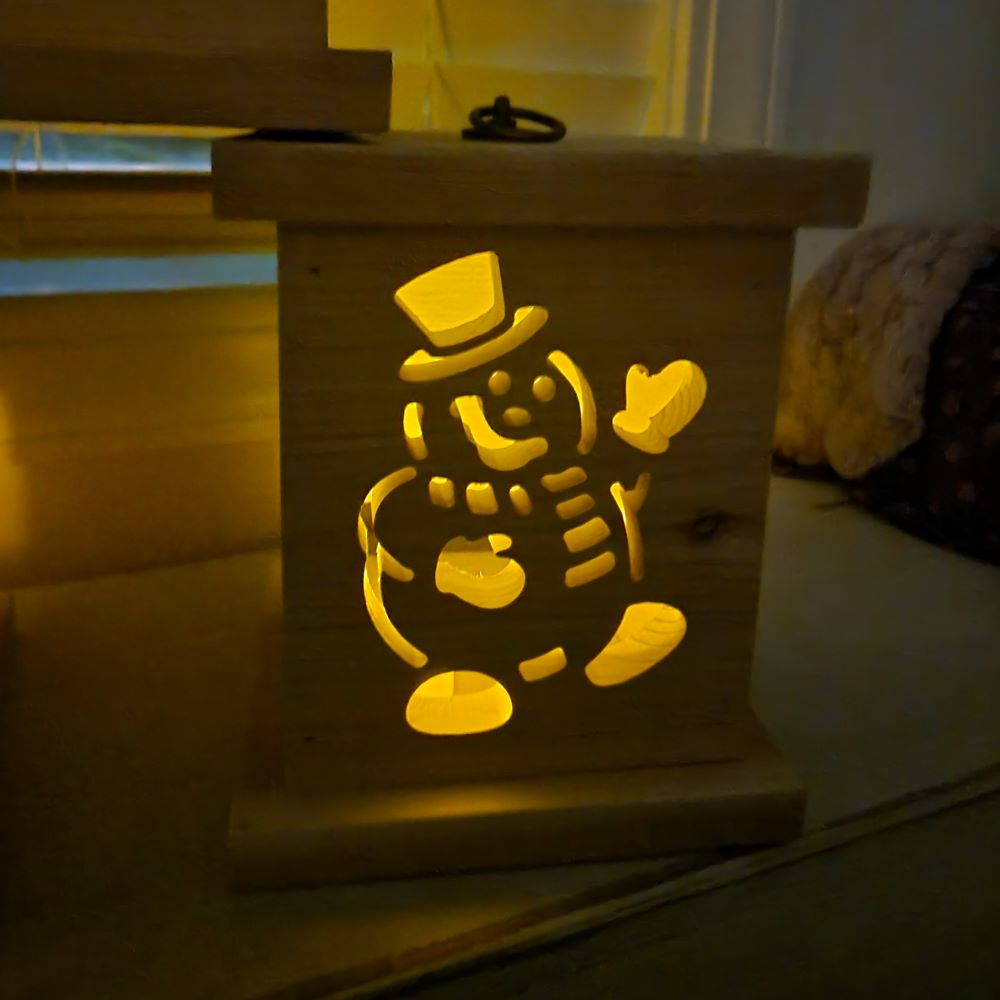 Large Rustic Handmade Cedar Christmas Lantern with Flickering Light LED
