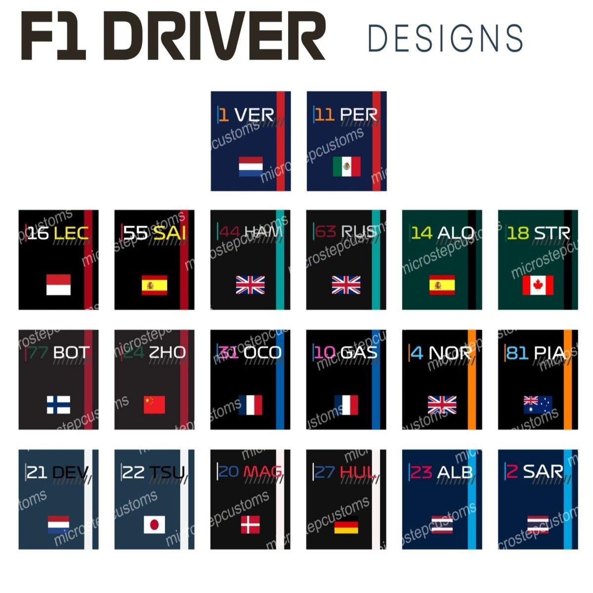 Motorsports World championship driver premium hardboard coaster set - Microstep Customs