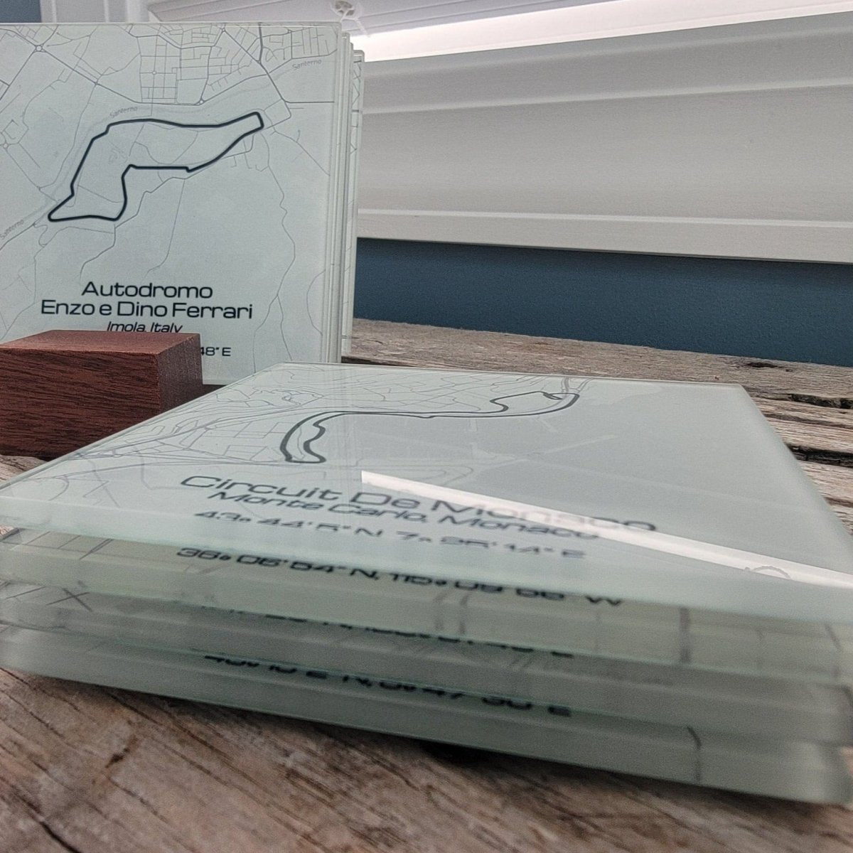 Motorsports World Championship series glass coaster set - Microstep Customs