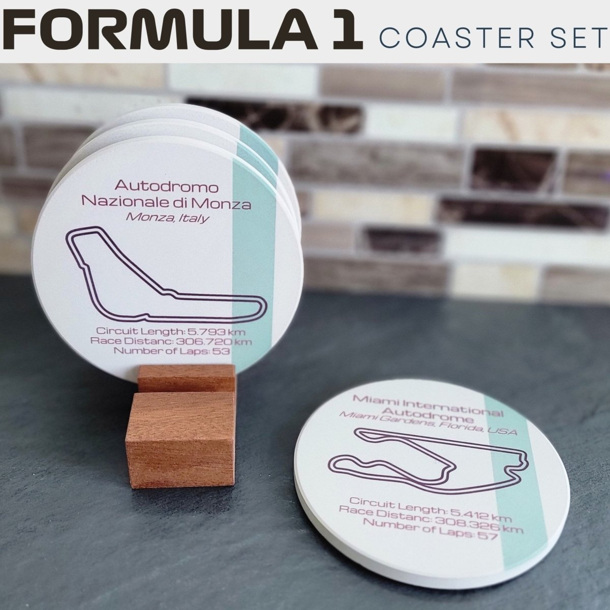 Motorsports World Racing Circuit sandstone coaster set - Microstep Customs