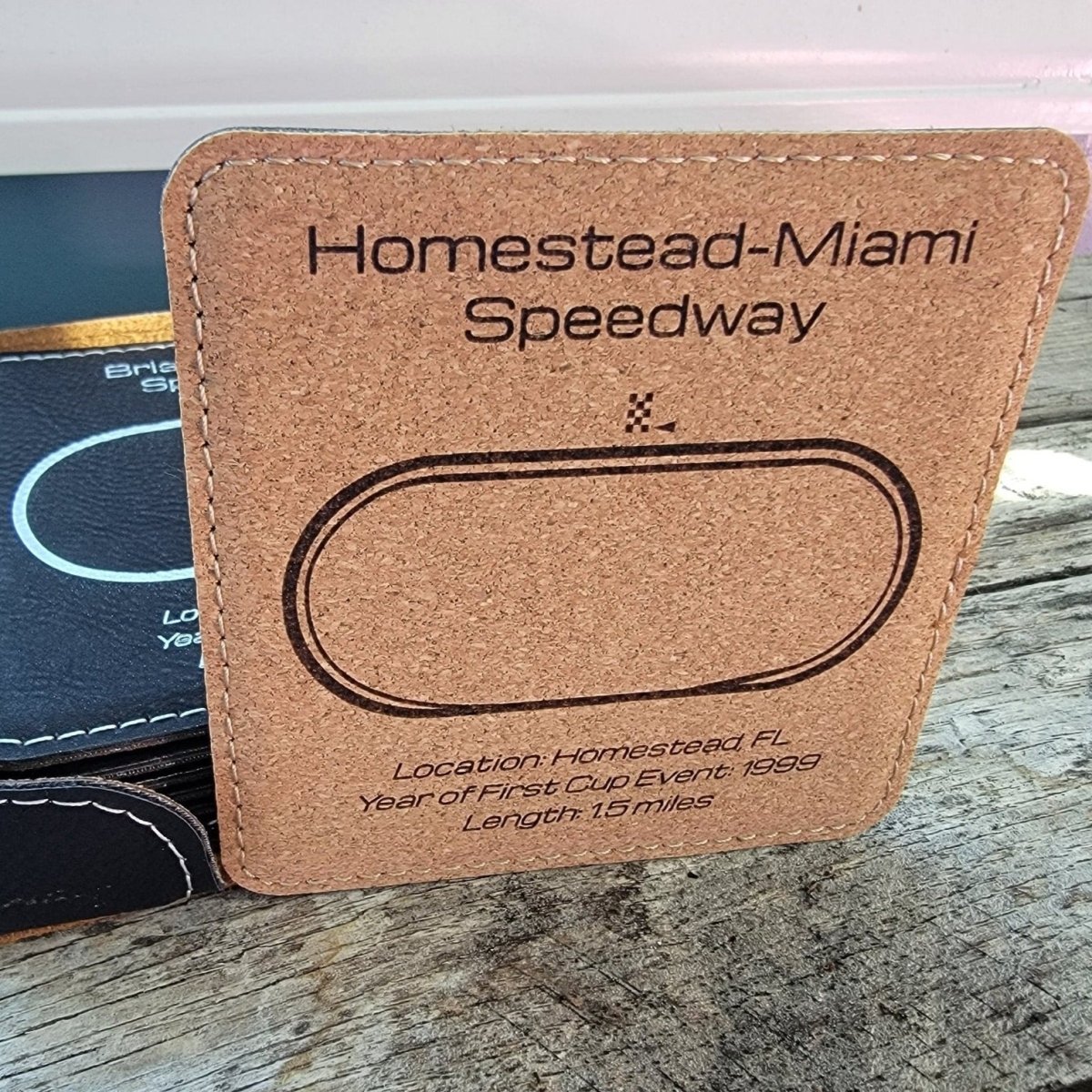 Stock Car racing faux leather gift coaster set - Microstep Customs
