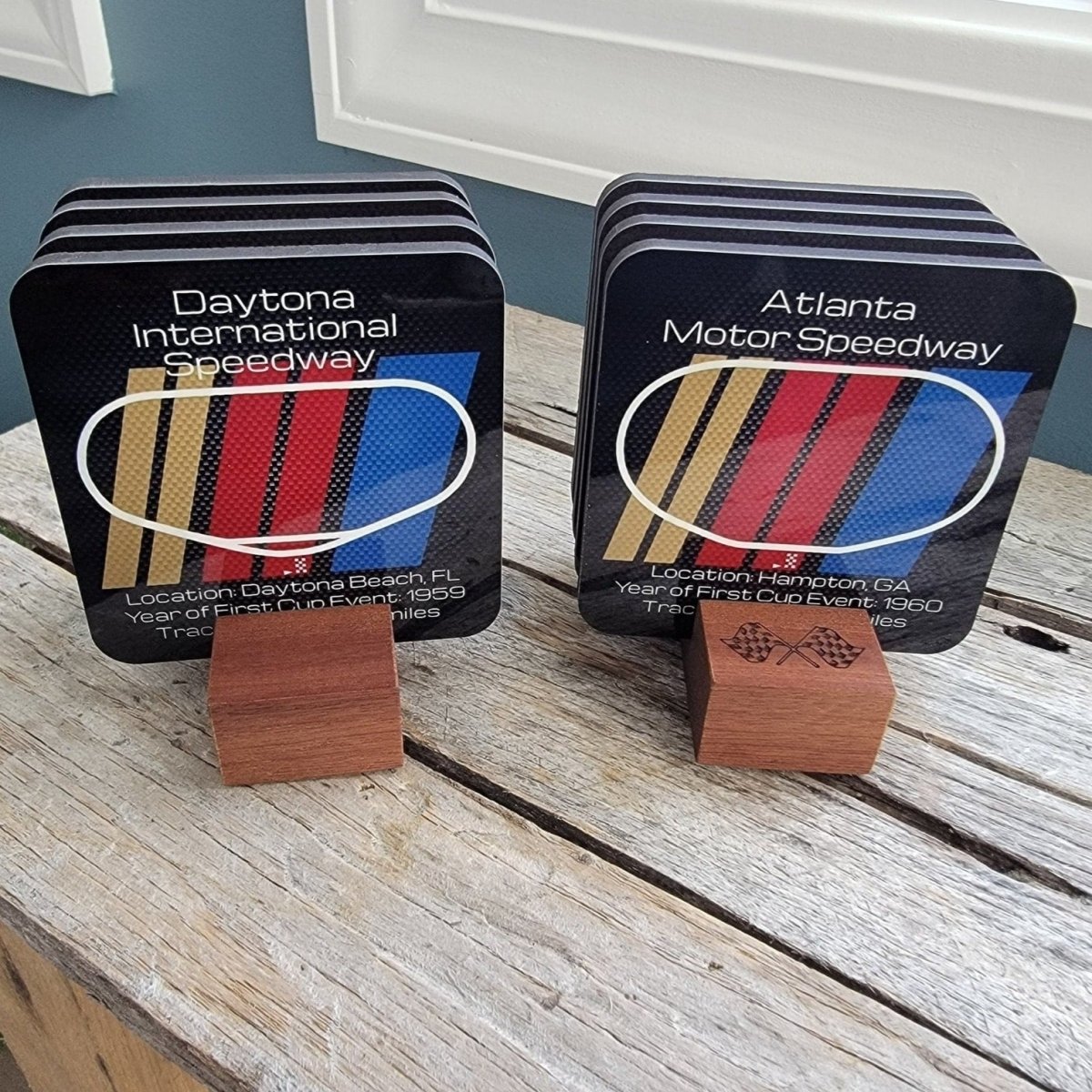 Stock Car racing premium hardboard coaster set - Microstep Customs